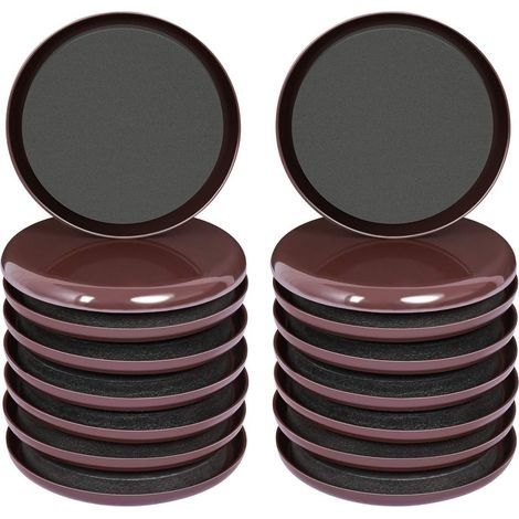 16 Pcs Curseur de Meuble pour Pieds de Table et de Chaise, Patins Glisseurs pour Meubles Auto-adhésifs pour Déplacer des Meubles Lourds et Protéger Les Sols, 3.5" Marron (1/5)