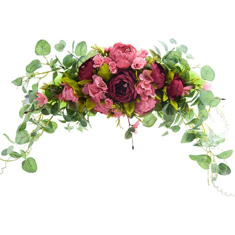 Arche de mariage en forme de pivoine, 61cm, couronne florale artificielle, pour porte murale, linteau, décoration de la maison, Rose rouge (1/5)