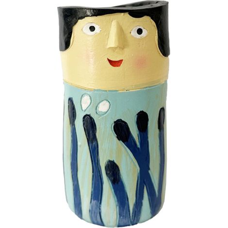 Vase - Création en résine sculptée tête humaine - Ornement pour fleurs séchées et décoration intérieure (1/3)