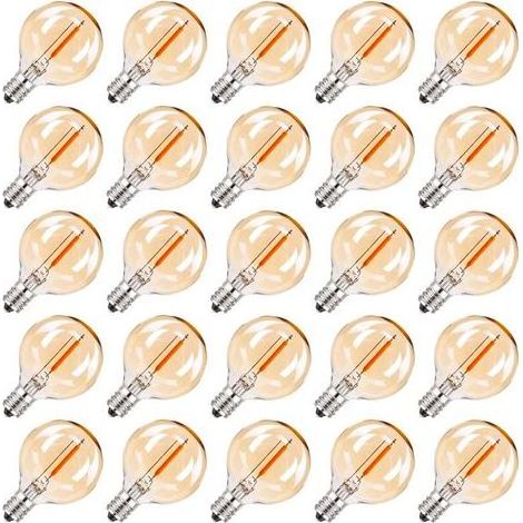 Lot de 25 Ampoule E12 LED remplacement Globe G40 Guirlande Guinguette Décorative Ampoules Style Edison Rétro Lampe Blanc Chaud 2200K 230V,25 Pack Ampoules LED de rechange G40 7 W pour fête, jardin, m (1/5)