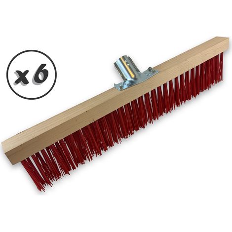 Balais rateau cantonnier 60 cm PVC rouge Douille plastique Ø 27 mm - Lot de 6 - 60 cm - Sans manche