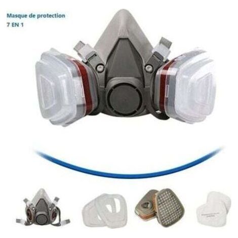 Masque Protection 7 In 1 - Masque Peinture - Réutilisable Avec Filtre Anti Poussière - Masque A Gaz Respiratoire Avec Filtre Pour Pulvérisation - Peinture - Travaux - Produits Chimiques - Bri (1/4)
