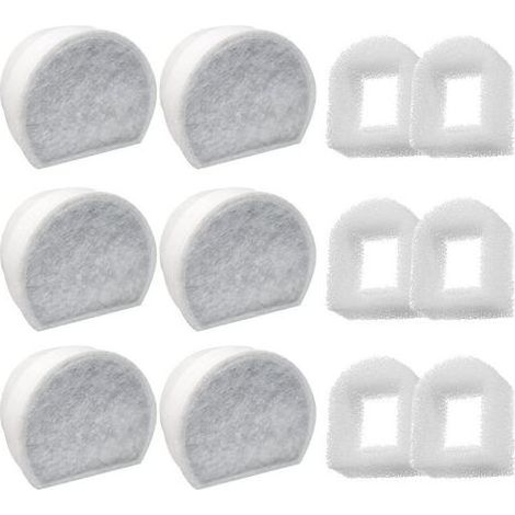 12er-Pack Schaumstoff-Vorfilter und Aktivkohlefilter, kompatibel mit den PetSafe Drinkwell Trinkbrunnen INOX 360 Avalon Pagoda Seascape und Sedona, Filter für Katzen- und Hundetrinkbrunnen (1/5)