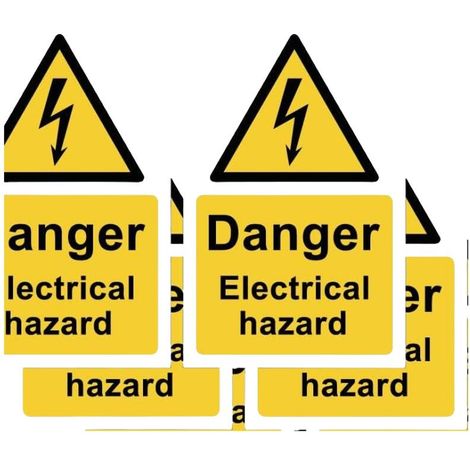 Un juego de 5 pegatinas: señales de seguridad, pegatinas de advertencia eléctrica y etiquetas de alta visibilidad (9 x 14 cm). (1/5)