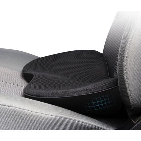 Coussin de siège voiture épais en mousse à mémoire de forme – Soulagement du bas du dos – Housse en tissu maillé – Taille 440x240x95mm