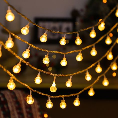 Guirlande lumineuse à piles, 5 m, 50 LED, étanche, idéale pour Noël, une fête, une chambre, un jardin, un mariage ou un anniversaire. (1/4)