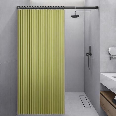 1 Rideau De Douche Pliable, Lin Magnétique, Imperméable, Anti-Moisissure, 100x200cm, Vert (1/3)