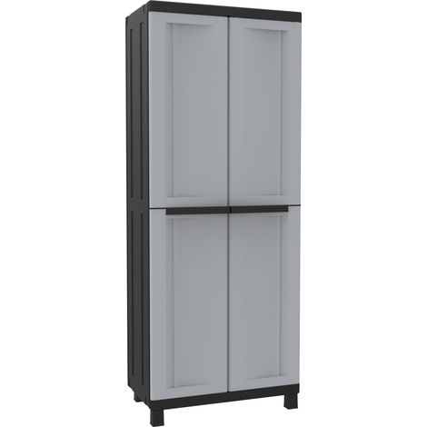 Armadio Modulare da Esterno 68x39x170 cm 2 Ante 3 Ripiani in Polipropilene Twist Grigio e Nero (1/3)