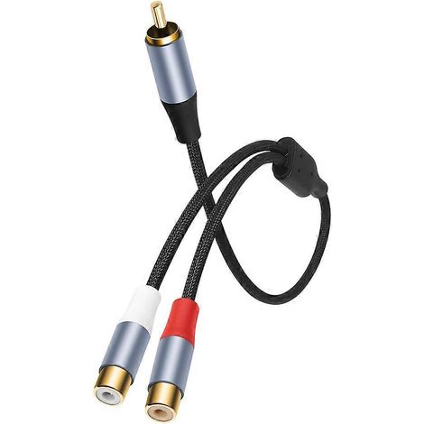 Adaptateur audio en Y : câble répartiteur jack stéréo 3,5 mm mâle vers double RCA pour ordinateur, téléphone, amplificateur, haut-parleur et home cinéma. (1/5)
