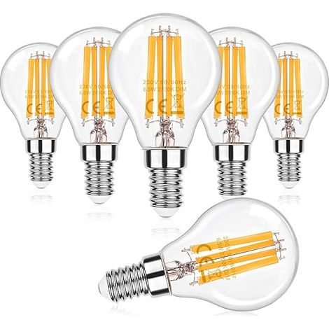 Ampoule LED E14 à Intensité Variable Vintage Blanc Chaud 2700K 850LM G45 6,5W à Filament 230V Dimmable (1/5)