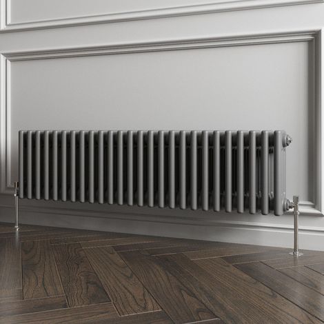 Biubiubath Traditional Cast Iron Style Radiator Horizontal 3 Column Anthracite 300x1190mm
