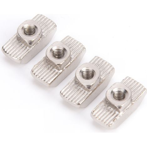 100 écrous à rainure en T nickelés en acier au carbone, fixations coulissantes pour profilés en aluminium (M4) (1/5)