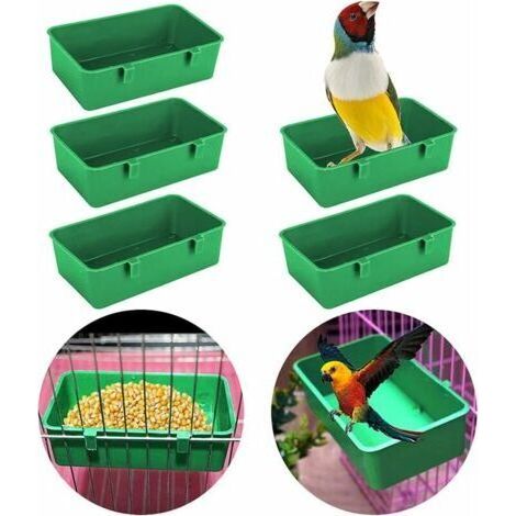 5 pièces cage à oiseaux tasse mangeoire support plateau oiseau baignoire bol bassin suspendu bain d'oiseau jouet eau douche boîte pour animal perroquet perruche calopsitte perruche cage accessoires (1/5)
