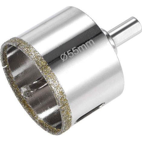 MINKUROW Sierra perforadora de diamante de 55 mm, broca de diamante con broca guía central, sierra perforadora para azulejos con revestimiento de superficie de diamante para cortar vidrio, azulejos, c (1/5)