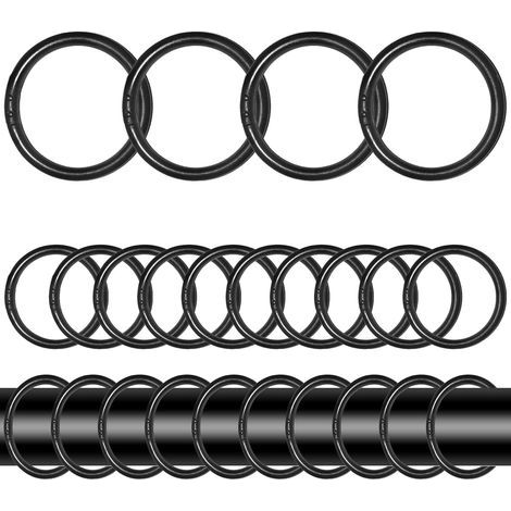 24er-Pack Duschvorhangringe – Badezimmeraccessoire – Stabile, werkzeuglose Befestigung für Standard-Duschvorhangstangen – Schwarz – 2,5 x 5 cm (1/5)