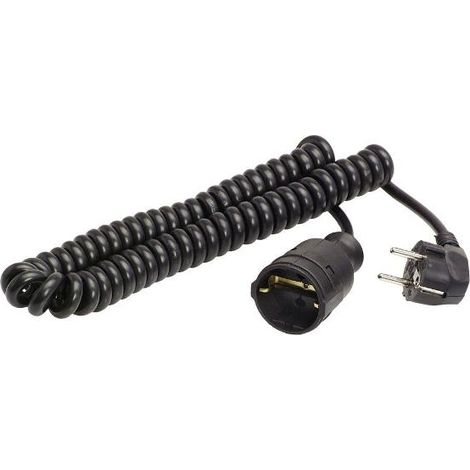 AS Schwabe 70410 Strom Verlängerungskabel 16 A Schwarz 2.50 m H05VV-F 3G 1,5 mm² Spiralkabel