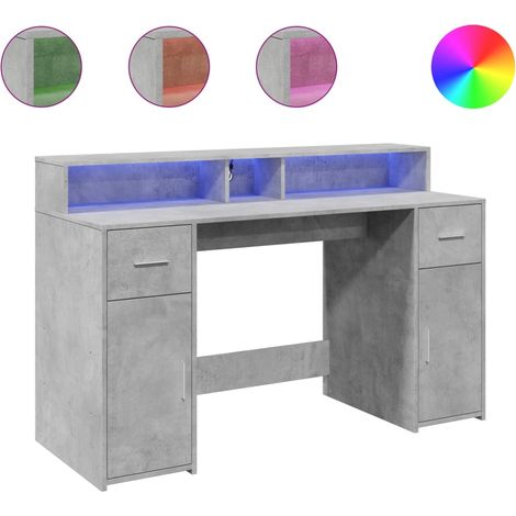 Maison Exclusive - LED-Schreibtisch Betongrau 140x55x91 cm Holzwe