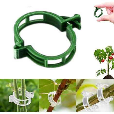 Clips de fixation pour plantes en plastique sécurisés, clips de support réutilisables pour le jardin, clips de fixation pour tomates, vignes et légumes, clips pour treillis en plastique (Vert 200 PC) (1/5)