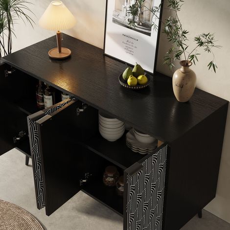Sideboard mit 2 Türen, 3-fach verstellbarem Einlegeboden und Kippschutz zur Wandmontage, 120 x 35 x 78 cm