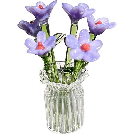 1 Bouquet de fleurs en verre avec vase et mini-fleurs soufflées à la main pour la décoration du salon - L (1/4)