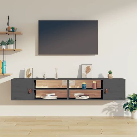 Armoires murales 2 pcs Gris 80x30x30 cm Bois de pin massif (1/5)