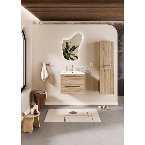 Meuble NEPTUNE Bois Clair 60 cm - Miroir Organic (1/5)