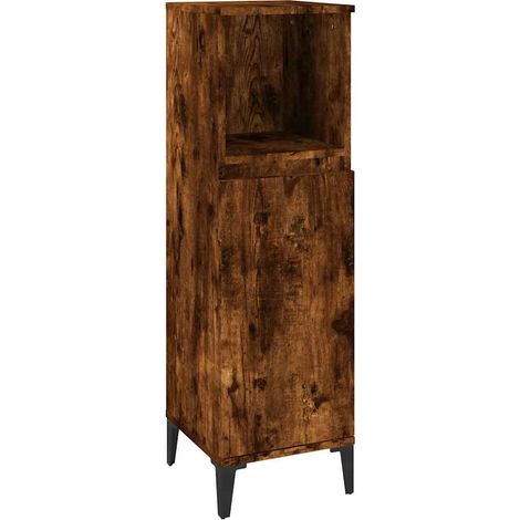 Maison Exclusive - Armoire de bain chêne fumé 30x30x100 cm bois d'ingénierie (1/5)