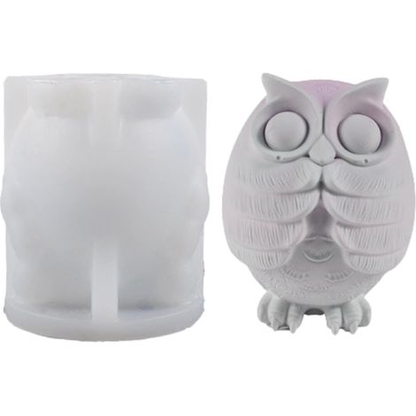 Moule en silicone pour bougies, hibou animaux, bougie en silicone, moule à bougie , moule à cire, moules en silicone pour la fabrication de bougies parfumées, bougies, fondant, gâteau en résine (1/5)