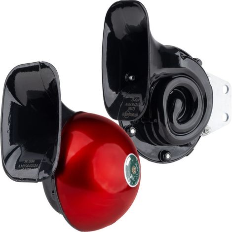AVERTISSEUR SONORE 2 PCS ROUGE 125MM 12V 115DB 320/390HZ AMIO (1/5)