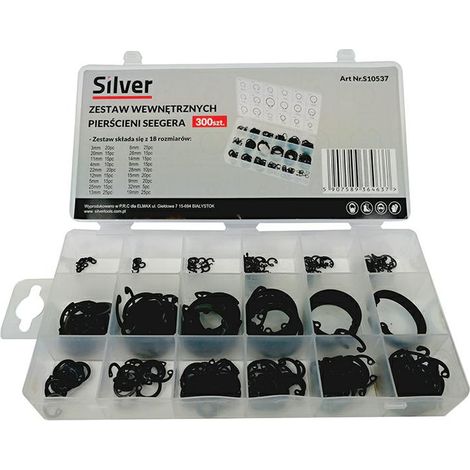 Anillos de retención internos silver s10537 300 piezas organizadas