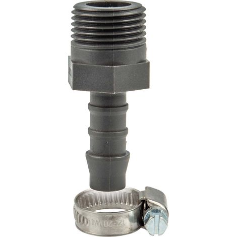 tecuro Schlauchtülle Ø 8 mm x 1/2 Zoll AG, mit Edelstahlschlauchschelle - Nylon grau (1/5)