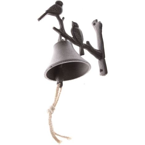 Campana de hierro fundido con pájaros (1/3)
