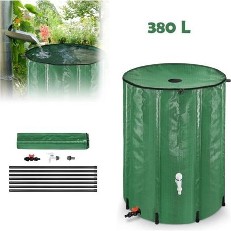 Réservoir Récupérateur d'eau de pluie pliable Collecteur d'eau de pluie avec robinet, crépine, Vanne de vidange, etc. - 380 L (1/5)