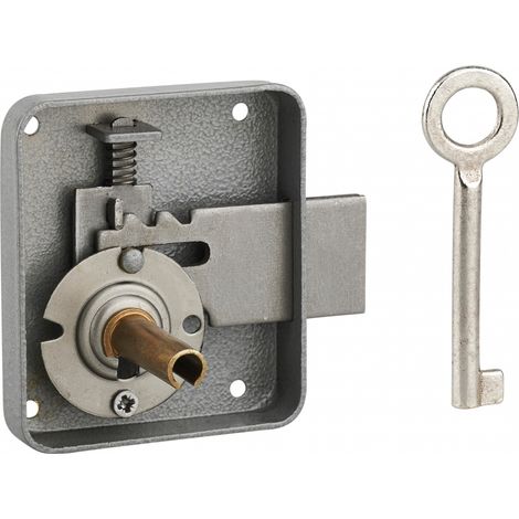 THIRARD - Serrure de meuble Paris pour porte d'ameublement, gauche, axe 40mm, 65x70mm, gris, 1 clé - THIRARD