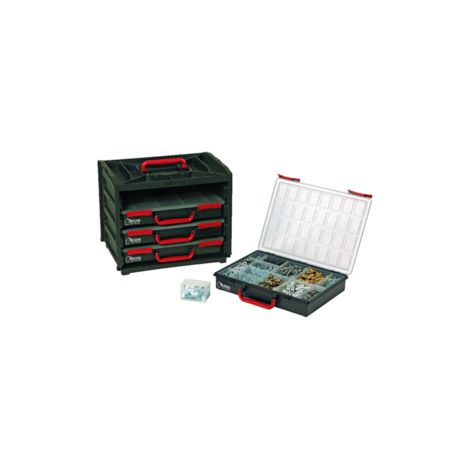 Malette de rangement 4 plateaux – Structure polypropylène – Dimensions 310 x 375 x 265 mm – Fixation murale ou transport manuel – Bizline