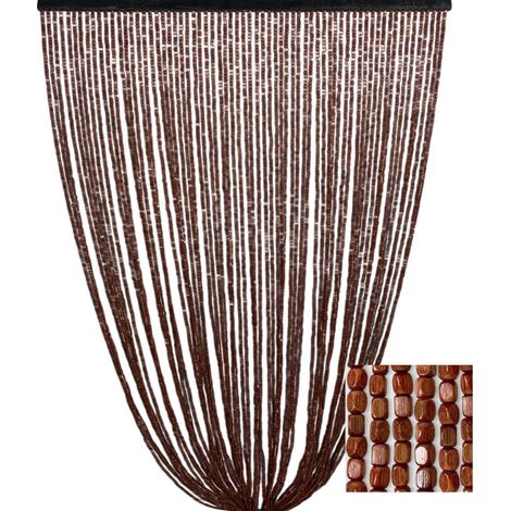 Rideau en perles de bois brun fait à la main - 100 % fils de bambou naturels - tige noire - utilisation intérieure - décoration Cm. 120x220