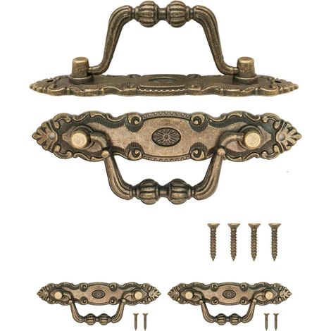 Tiradores plegables antiguos Ineasicer 2, tiradores para cajones, tiradores de cocina, tiradores de hierro, tiradores para cómodas, armarios, tocadores, diseño vintage de bronce antiguo 10,5 x 2 cm (1/4)