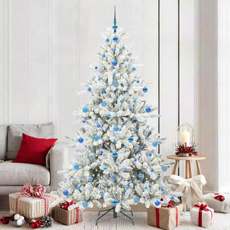 Künstlicher klappbarer Weihnachtsbaum Weiß 210 cm PVC und Stahl