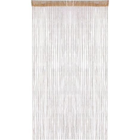 Rideau de porte perlé - 200 × 91 cm Long gland jaune suspendu à une corde décorative légèrement brillante Convient pour les moustiquaires de fenêtre (1/3)