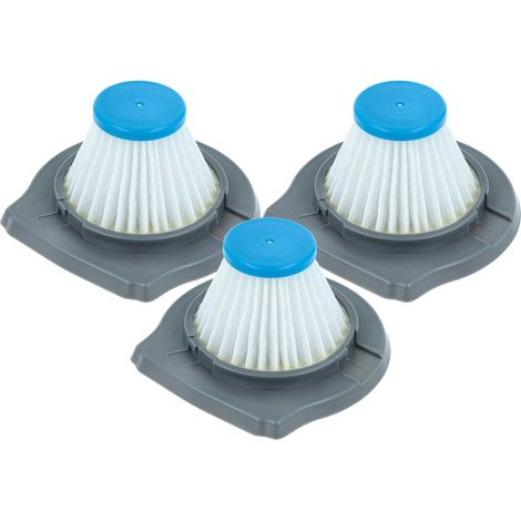 vhbw 3x Feinfilter kompatibel mit Black & Decker REVHV8J40W, Reviva Staubsauger - Luftfilter Blau Grau Weiß