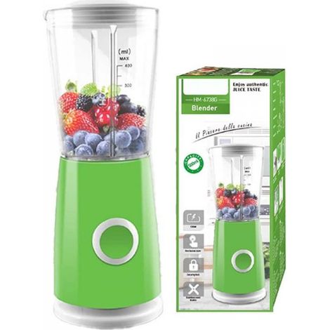 Frullatore Elettrico da Cucina 400mL 170W per Verdure e Frutta con Modalita Impulso 4 Lame Inox Colore Rosso