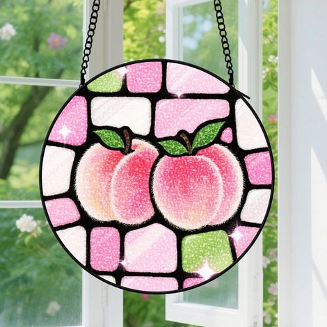Suspension en vitrail - Attrape-soleil artistique unique, décoration fenêtre jardin, cadeau Fête des Mères, Noël pour femme, homme, sœur 9cm (1/5)