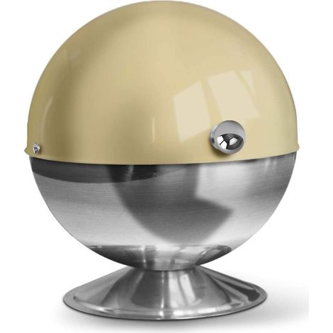 Casa Pura – Sucrier en acier inoxydable – Boule avec couvercle à charnière – Ø 14 cm – Pour sucre en morceaux ou en vrac – Beige (1/5)