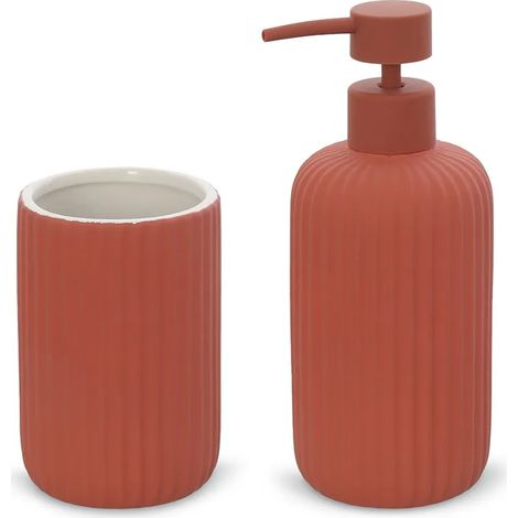 Set accessori bagno 2 pezzi in ceramica rosso soft touch Spring (1/5)