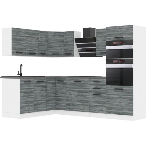 Belini Cuisine Equipee Complete Melanie Muebles de Cuisine Complets. L-Forme Cuisine. Cuisine Complete avec Plan de Travail, chêne Glamour (1/3)