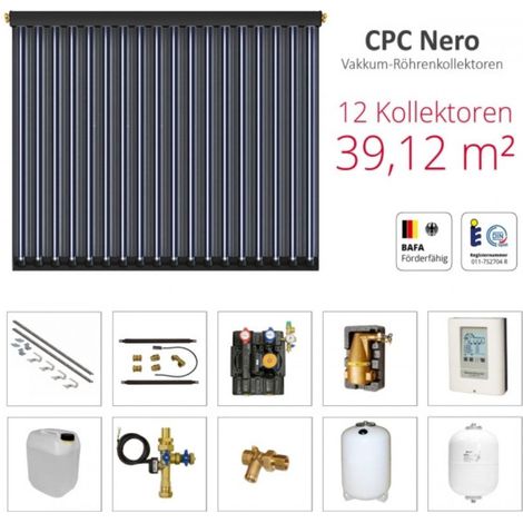 Solarbayer Komplettsolarpaket CPC NERO12Z Bruttogesamtfläche 39,12m² Vakuumröhre (1/5)