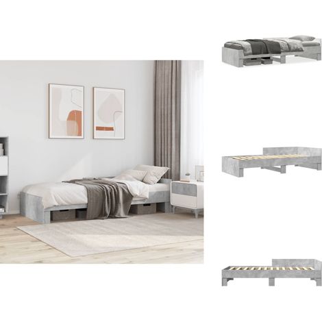 Cadre de lit sans matelas gris béton 100x200 cm bois ingénierie - Cadre De Lit - Lit Enfant - Lit Bébé - Meuble Chambre Enfant - Mobilier Enfant (1/5)