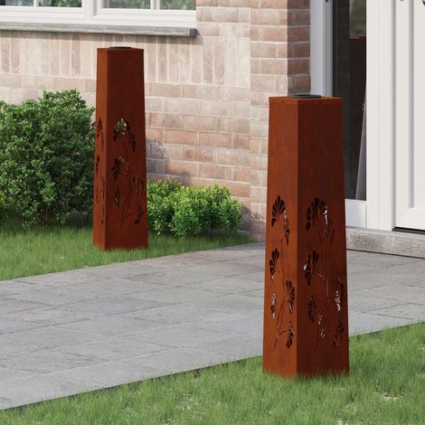Solar LED Weg Licht 2 pcs Rostig Wetterfeststahl