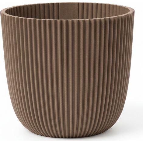 Pot de Fleurs Intérieur pot rainuré Texture Rainurée en Sciure de Bois Taupe Chaud Ø 17 cm - PANGIVO (1/5)