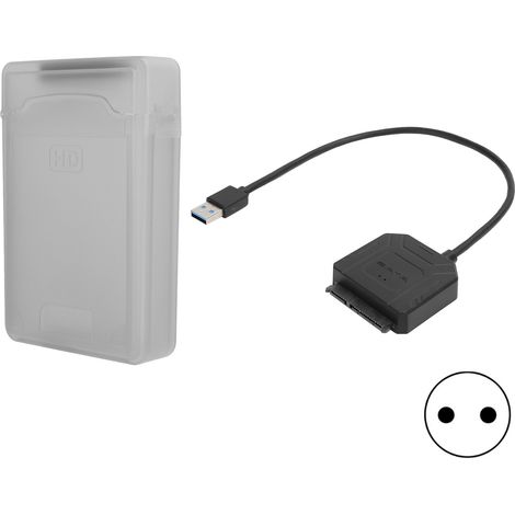 Câble adaptateur disque dur HDD/SSD avec bloc d'alimentation et boîtier, prise UE 100‑240V, gris (1/5)